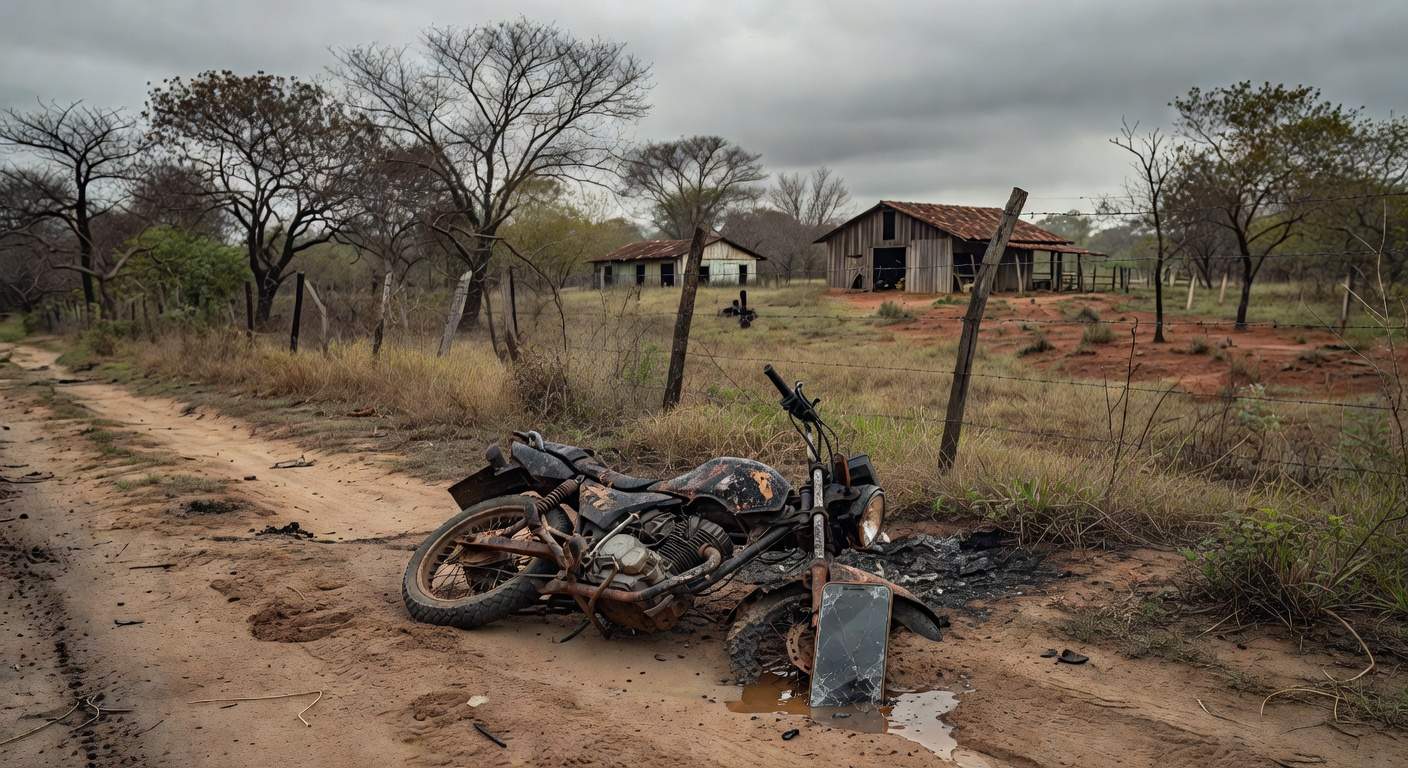 Moto e celular queimados em fazenda de Goiás, cena do desaparecimento do vereador Elimenezes Ramos.