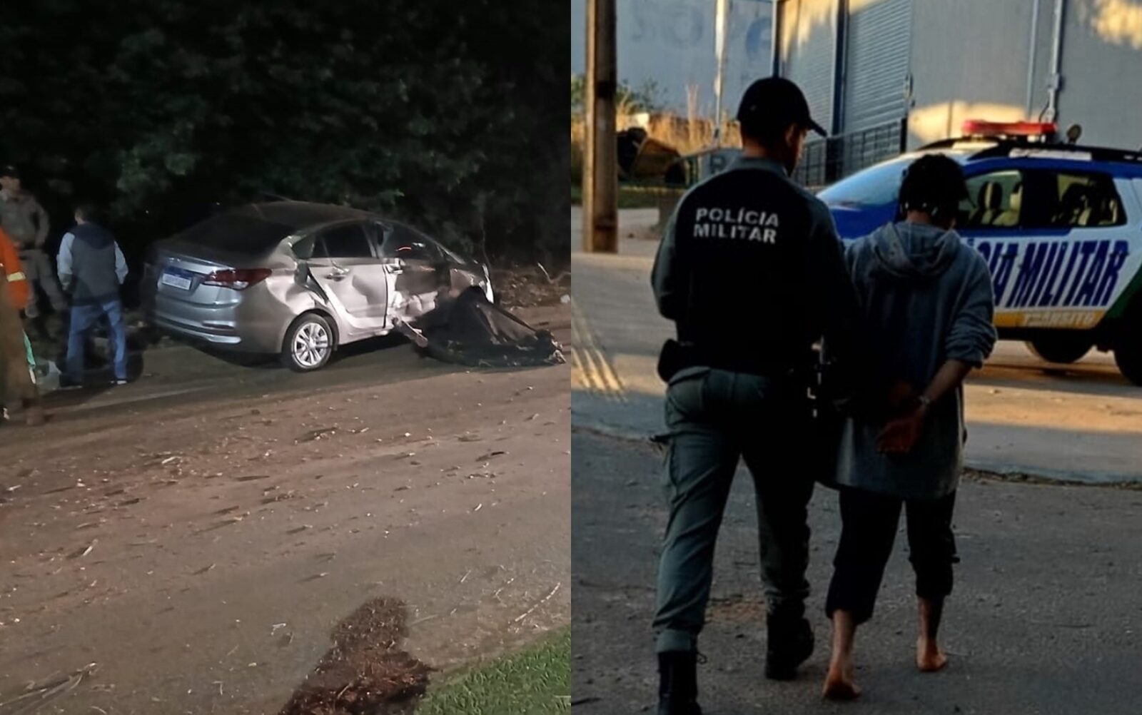 Motorista bêbado atropelou dois servidores da Comurg, em Goiânia, enquanto eles faziam serviço de poda — Foto: Divulgação/ Comurg