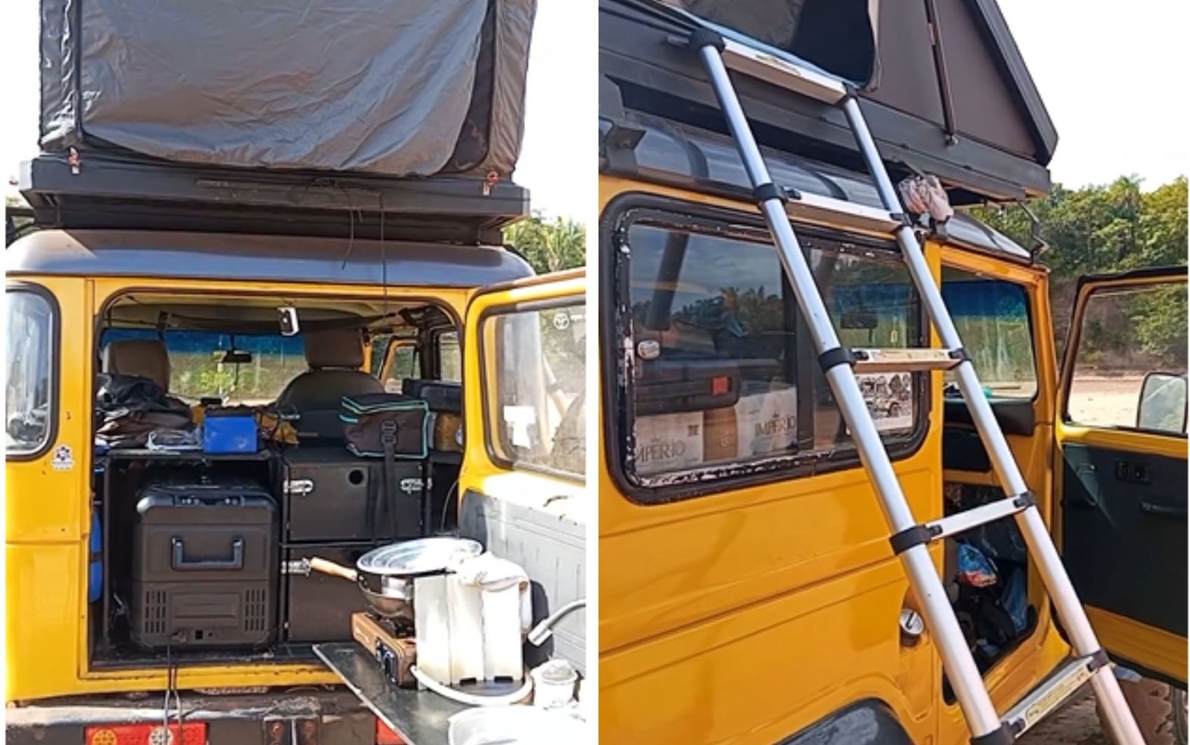 Casal transforma carro em acampamento no Rio Araguaia — Foto: Reprodução/Instagram Ana Maria