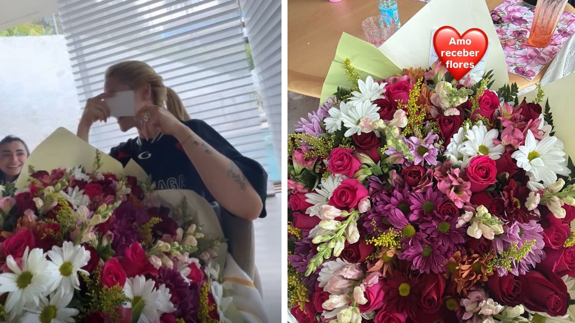 Influenciadora Virginia recebeu um buquê de flores — Foto: Reprodução/Instagram