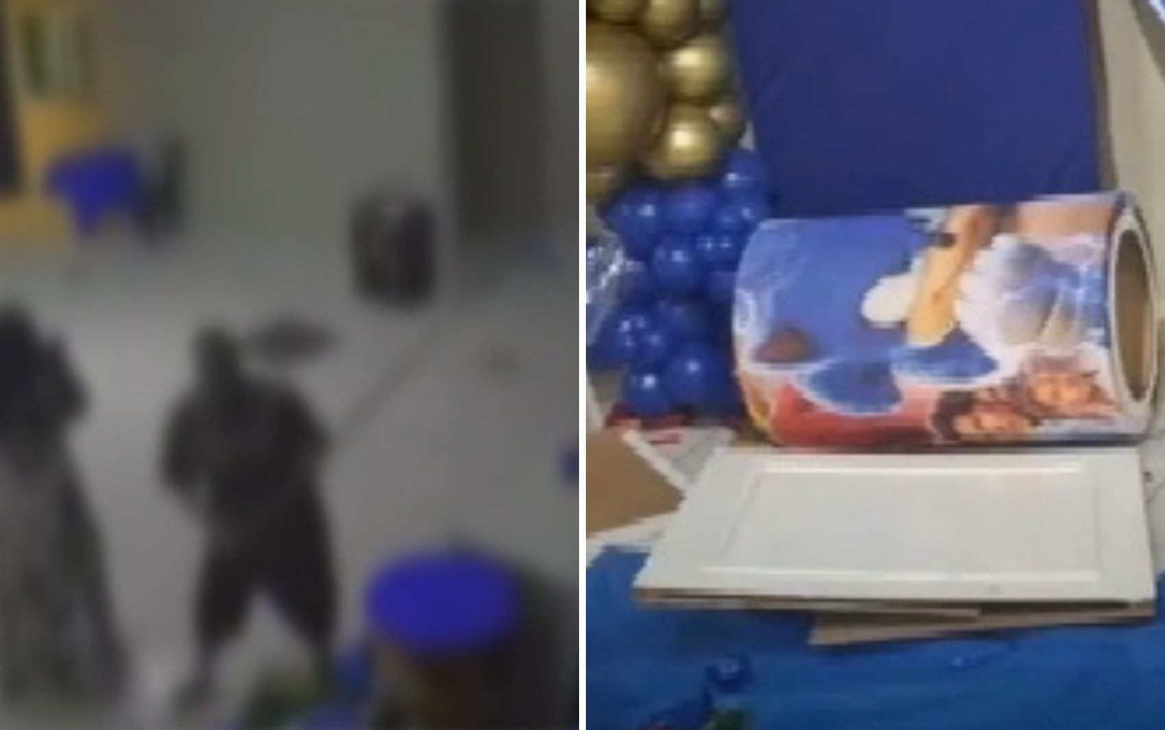 Convidada destrói decoração de festa do filho da ex — Foto: Reprodução/TV Anhanguera