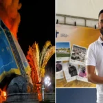 Monumento de 10 metros de altura é consumido por chamas em cinco minutos | Foto: Reprodução
