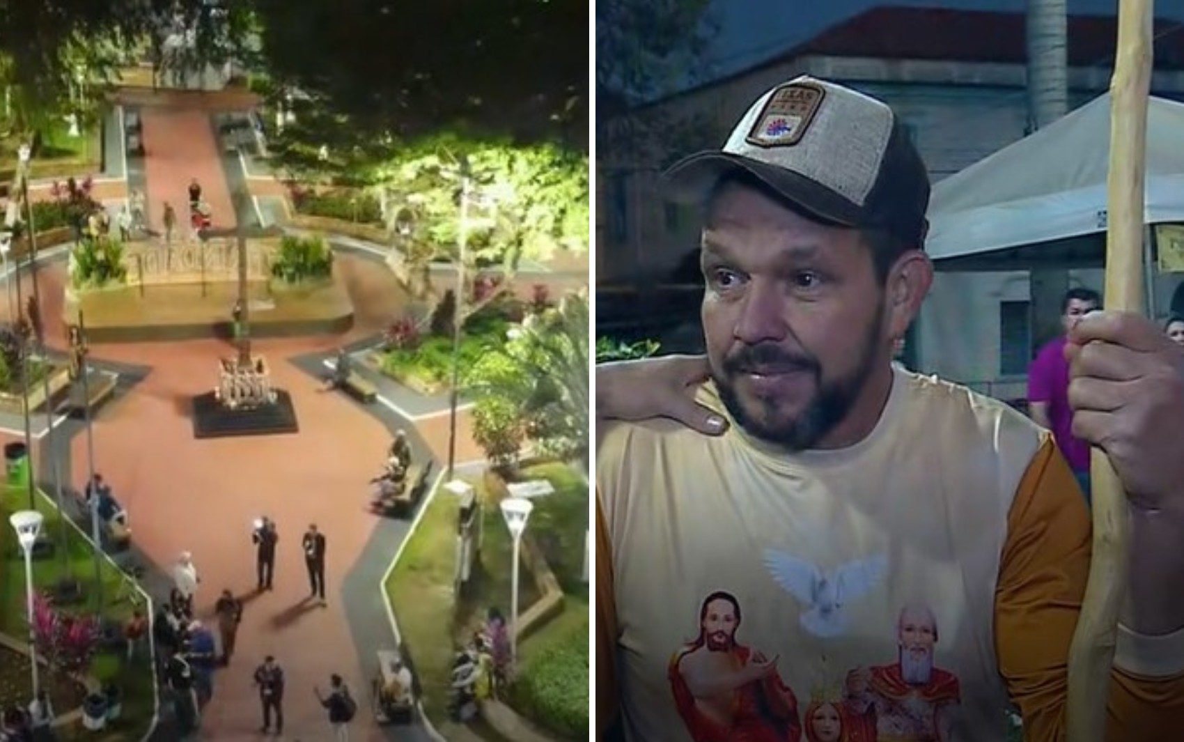 Devoto Willian caminhou cerca de 214 quilômetros até Trindade para agradecer por voltar a andar e falar após sofrer um AVC. — Foto: Reprodução/TV Anhanguera
