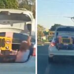 Criança no porta-malas de carro em Inhumas — Foto: Reprodução/TV Anhanguera