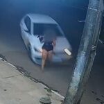 Mulher é atropelada enquanto era perseguida pelo ex, em Goiás — Foto: Reprodução/TV Anhanguera